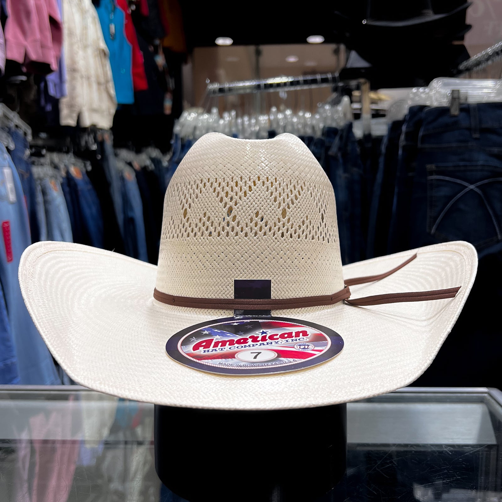 American Hat Company 8110 RC 4 1/4" Brim Round Oval Straw Hat, Natural