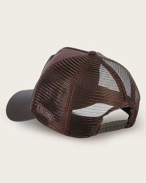 Cuadra Men's Bovine Leather Deer Metal Patch Cap, Brown