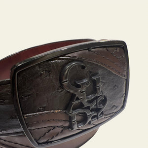 Cuadra Men's Ostrich Leather Belt, Black