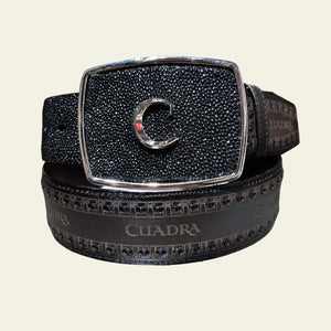 Cuadra Men's Stingray Leather Belt, Black