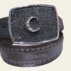 Cuadra Men's Stingray Leather Belt, Black
