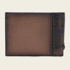 Cuadra Men's Ostrich Leg Leather Wallet, Chocolate