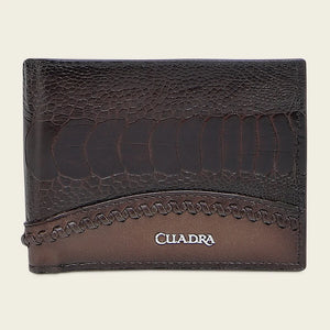 Cuadra Men's Ostrich Leg Leather Wallet, Chocolate