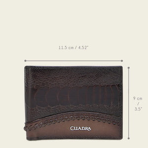 Cuadra Men's Ostrich Leg Leather Wallet, Chocolate