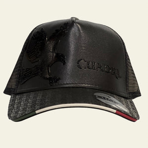 Cuadra Unisex Bovine Leather Oxford Eagle Cap, Black