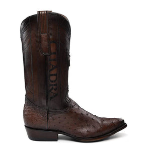 Cuadra Men's Ostrich Leather Pointed Toe Boot, Brown