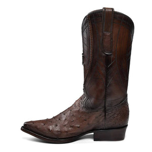 Cuadra Men's Ostrich Leather Pointed Toe Boot, Brown