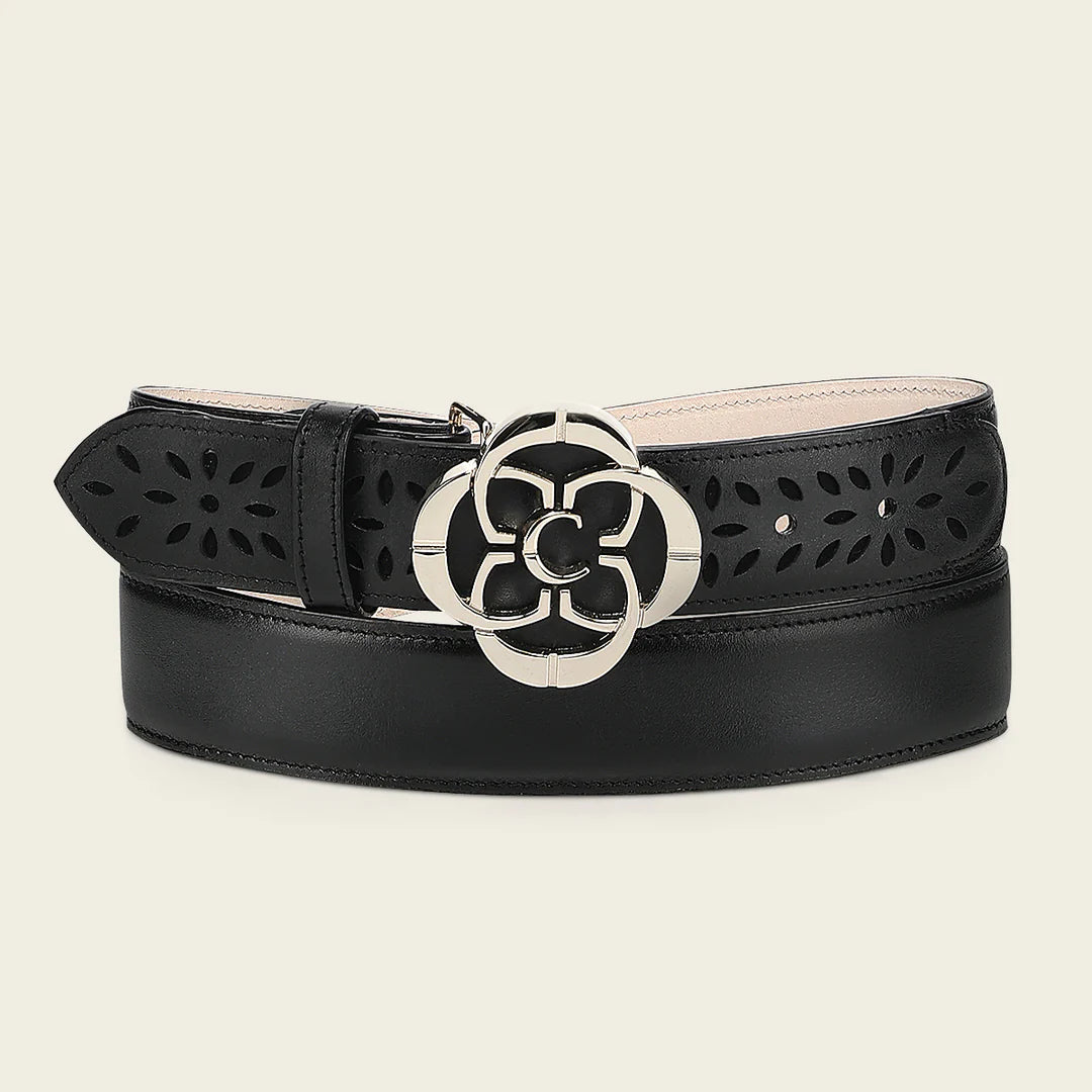 Cuadra Women's Bovine Leather Belt, Black