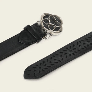 Cuadra Women's Bovine Leather Belt, Black