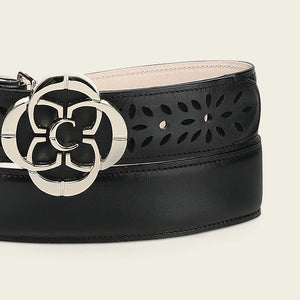 Cuadra Women's Bovine Leather Belt, Black