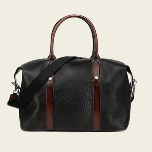 Cuadra Men's Smooth Ostrich Travel Duffel Bag, Black