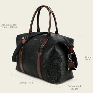 Cuadra Men's Smooth Ostrich Travel Duffel Bag, Black