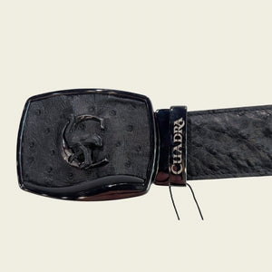 Cuadra Men's Ostrich Leather Belt, Black