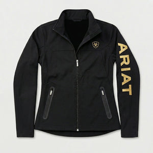 Ariat Women's Classic Team Softshell Brand Jacket, Black/Gold