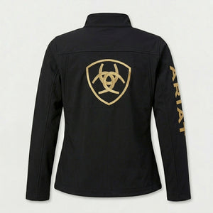 Ariat Women's Classic Team Softshell Brand Jacket, Black/Gold