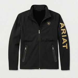 Ariat Men's New Team Softshell Brand Jacket, Black/Gold