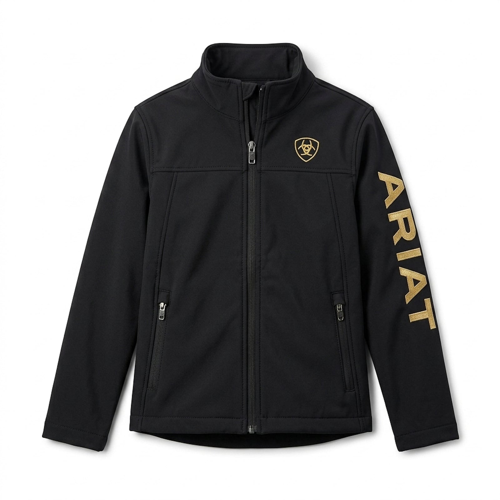 Ariat Youth New Team Softshell Brand Jacket, Black/Gold