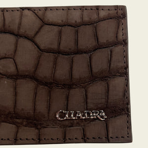 Cuadra Men's Porosus Crocodile & Bovine Leather Cardholder, Brown