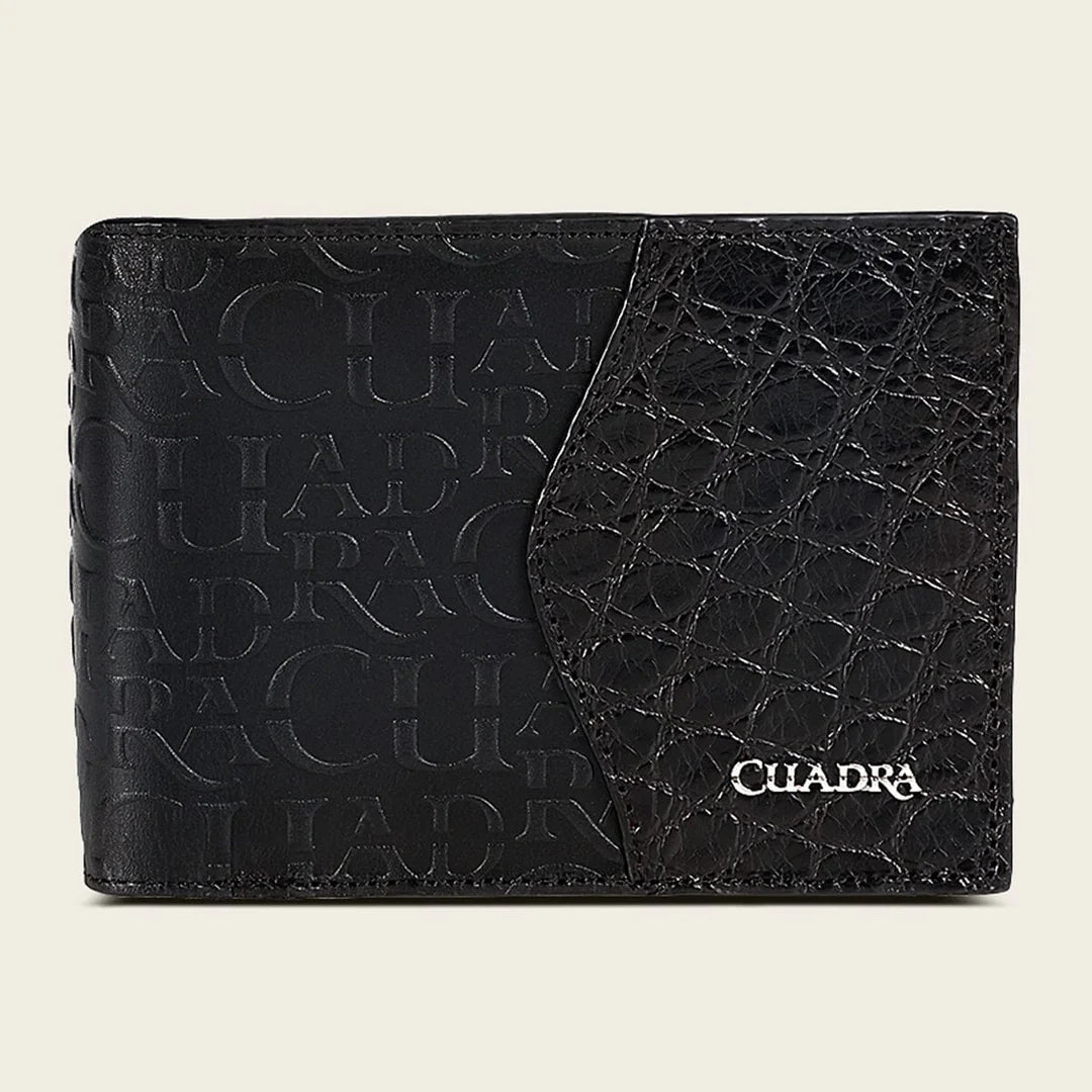 Cuadra Men's Alligator and Bovine Leather Wallet, Black