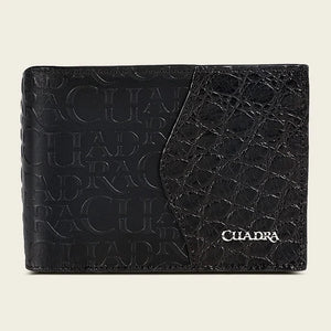 Cuadra Men's Alligator and Bovine Leather Wallet, Black