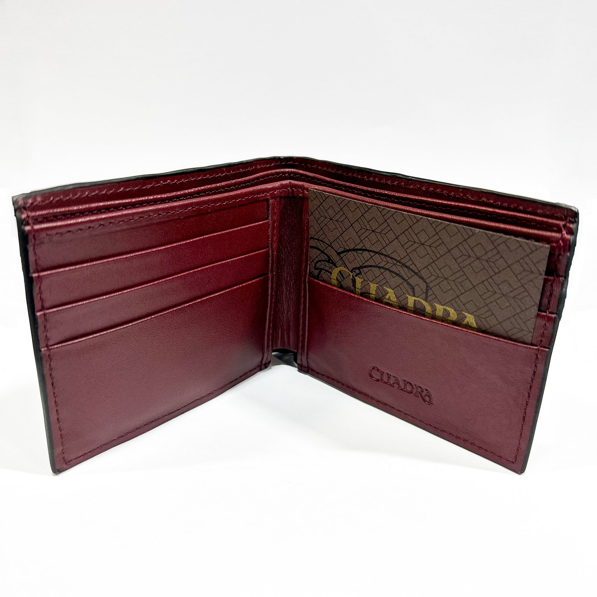 Handmade bifold black leather wallet for men - B3038RS - Cuadra Shop