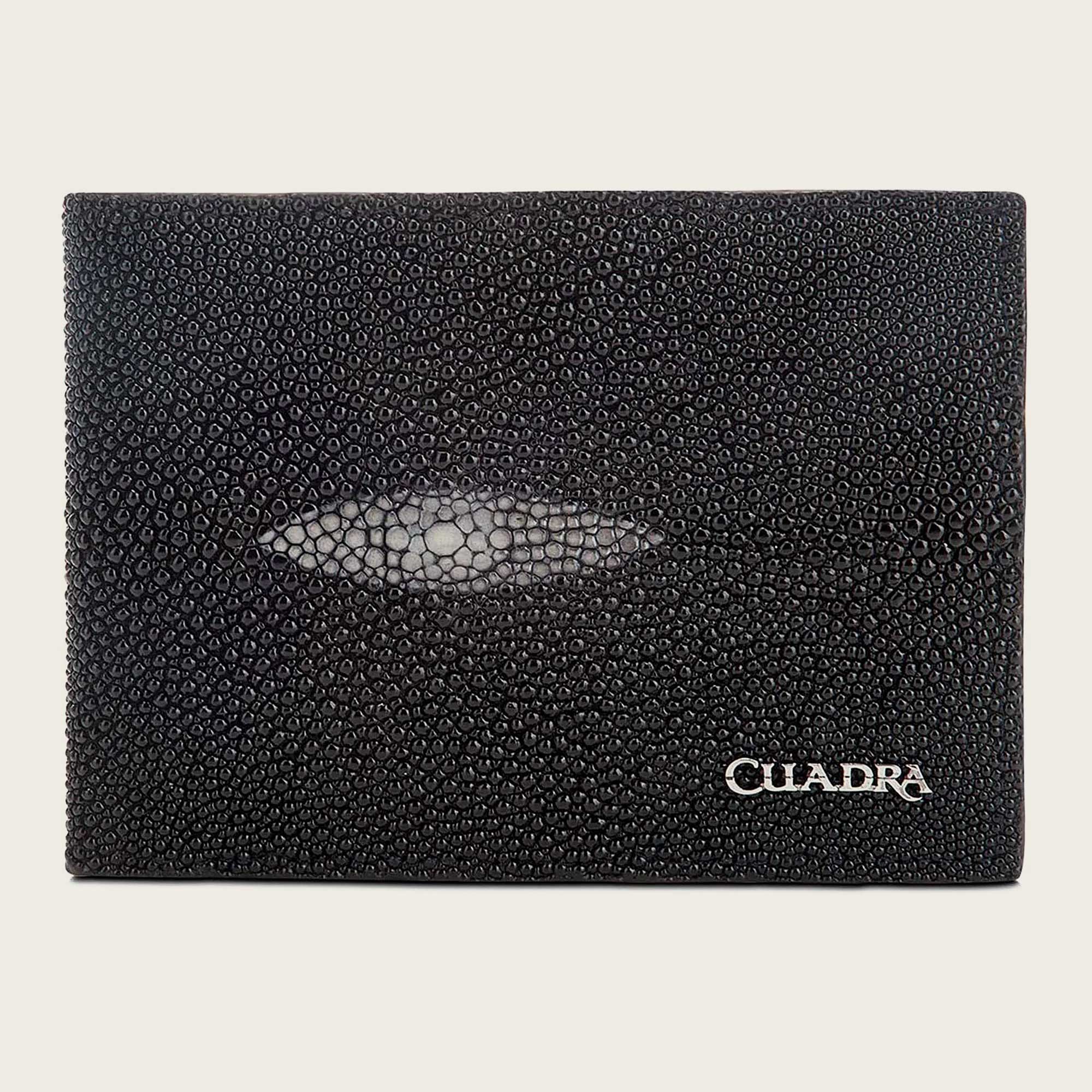 Cuadra Men's Bifold Stingray Wallet, Black