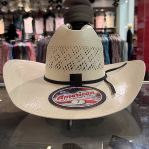 American Hat Company 8300 RC 4" Brim Round Oval Straw Hat, Natural