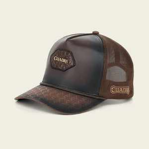 Cuadra Unisex Caiman Leather Patch Cap, Brown