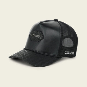 Cuadra Unisex Caiman Leather Patch Cap, Black