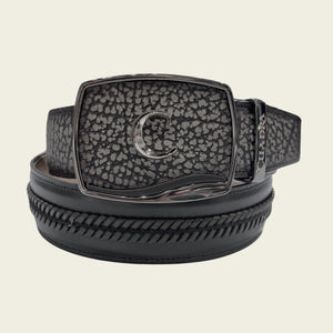 Cuadra Men's American Bison Leather Belt, Grey