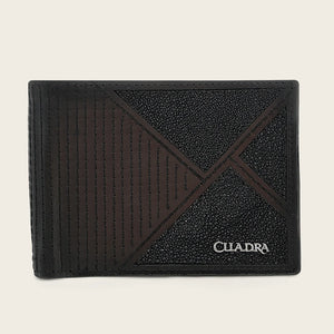 Cuadra Men's Stingray Leather Bifold Wallet, Black