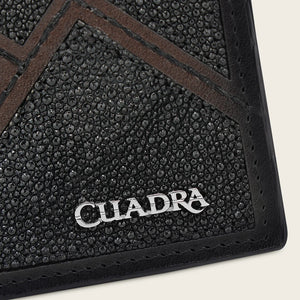 Cuadra Men's Stingray Leather Bifold Wallet, Black