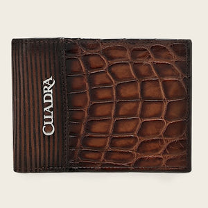 Cuadra Men's Alligator Leather Bifold Wallet, Brown