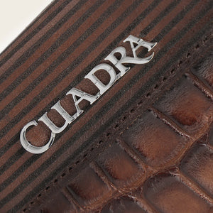 Cuadra Men's Alligator Leather Bifold Wallet, Brown