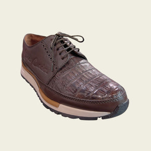 Cuadra Men's Caiman Lace Up Round Toe Sneaker, Brown
