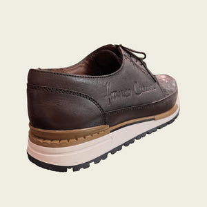 Cuadra Men's Caiman Lace Up Round Toe Sneaker, Brown