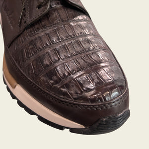 Cuadra Men's Caiman Lace Up Round Toe Sneaker, Brown