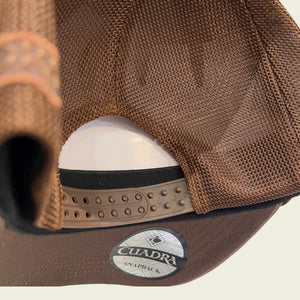 Cuadra Men's Monogram Print & Bovine Leather Cap, Brown
