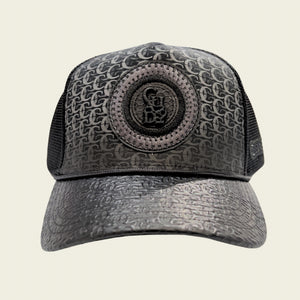 Cuadra Men's Monogram Print & Bovine Leather Cap, Black