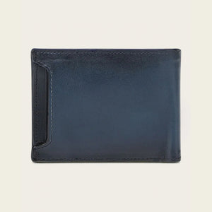 Cuadra Men's Stingray Leather Bifold Wallet, Black/ Blue