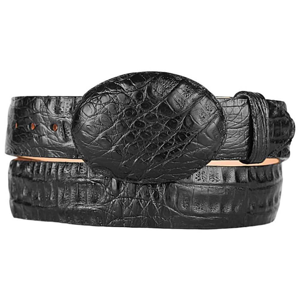 Los Altos Boots Men's Caiman Belly Western Belt, Black