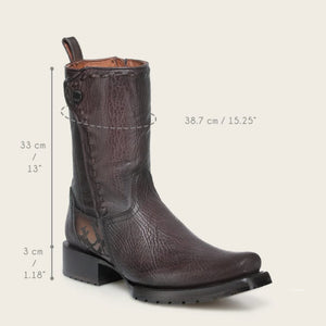Cuadra Men's Bovine Leather Narrow Square Toe Zipper Boot, Brown