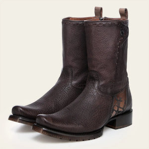 Cuadra Men's Bovine Leather Narrow Square Toe Zipper Boot, Brown