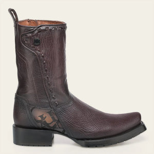 Cuadra Men's Bovine Leather Narrow Square Toe Zipper Boot, Brown