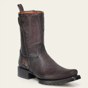 Cuadra Men's Bovine Leather Narrow Square Toe Zipper Boot, Brown