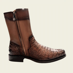 Cuadra Men's Caiman Belly Leather Round Toe Zipper Boot, Copper