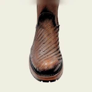 Cuadra Men's Bovine Leather Round Toe Zipper Boot, Brown