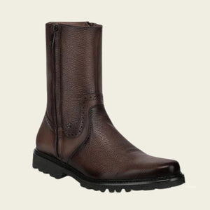 Cuadra Men's Deer Leather Round Toe Zipper Boot, Brown