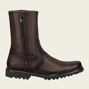 Cuadra Men's Deer Leather Round Toe Zipper Boot, Brown
