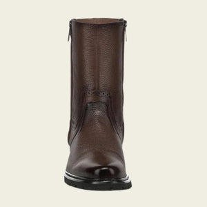Cuadra Men's Deer Leather Round Toe Zipper Boot, Brown
